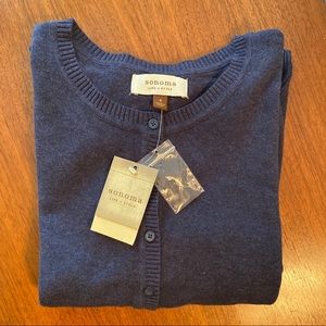 NWT Sonoma cardigan crew neck blue button down S
